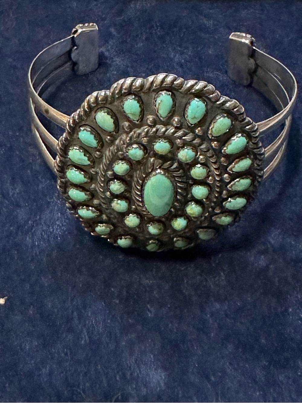 Carolyn Pollack Sterling Silver Turquoise Cluster Cuff Bracelet